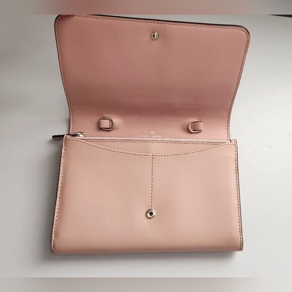 🌸Kate Spade Smooth Leather Clutch Large Wallet -Soft Pink - Picture 8 of 13